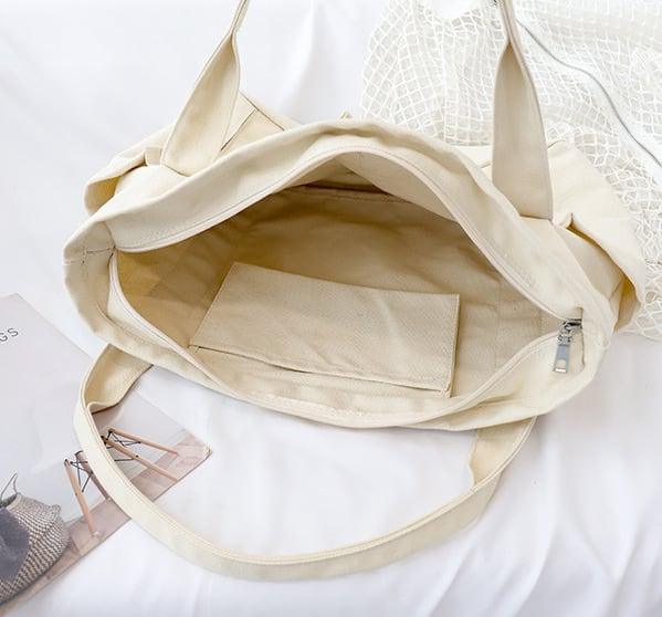 Oversize Functional Canvas Tote Bag | Shoulder Bag - mokupark.com