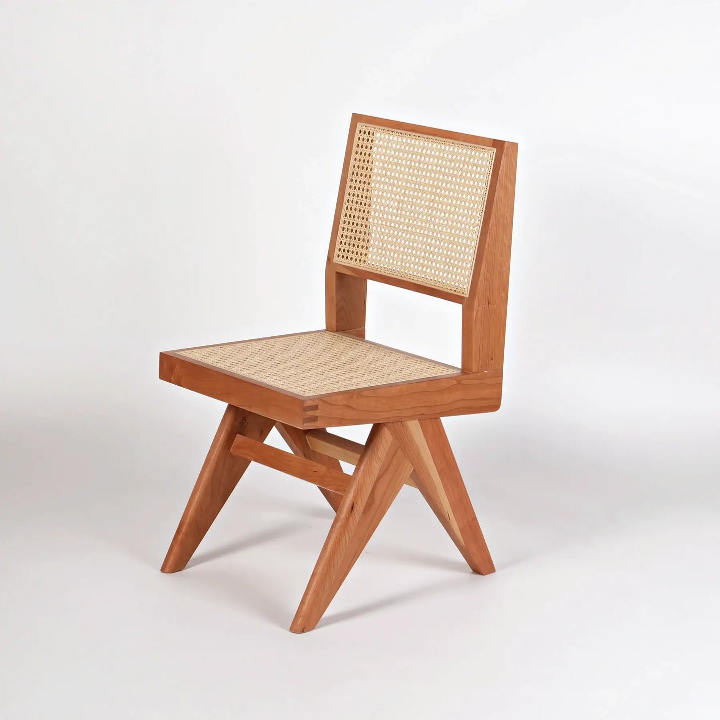 Akai Rika - Cherry Wooden & Rattan Side Chair - PAIR