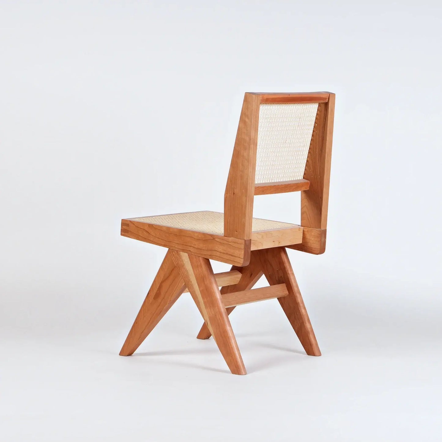 Akai Rika - Cherry Wooden & Rattan Side Chair - PAIR
