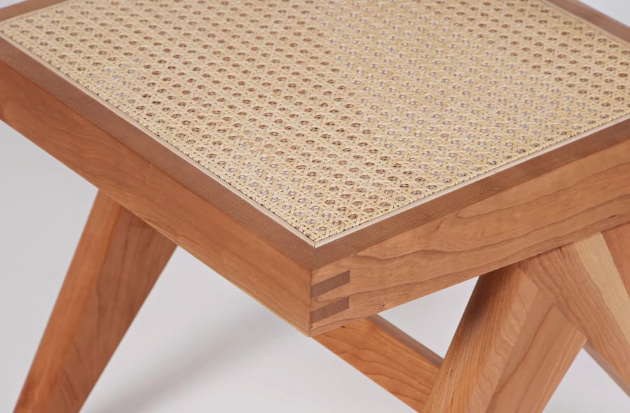 Akai Rika - Cherry Wooden & Rattan Side Chair - PAIR