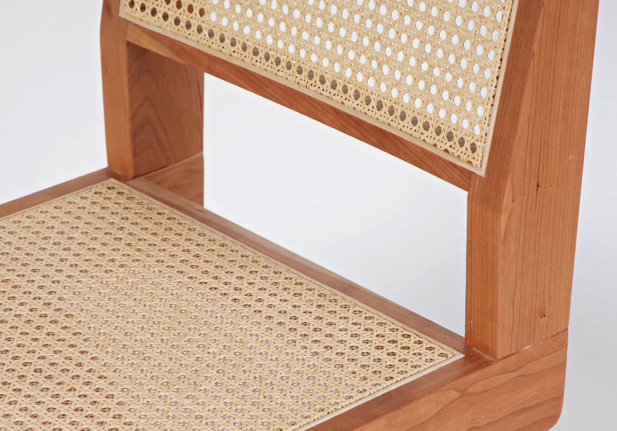 Akai Rika - Cherry Wooden & Rattan Side Chair - PAIR
