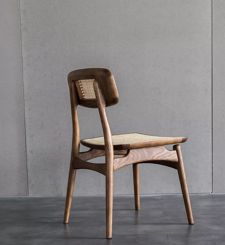 Oni - Ash Wood & Indonesian Water Vine Dinning Chair - Cherry Wood color - mokupark.com