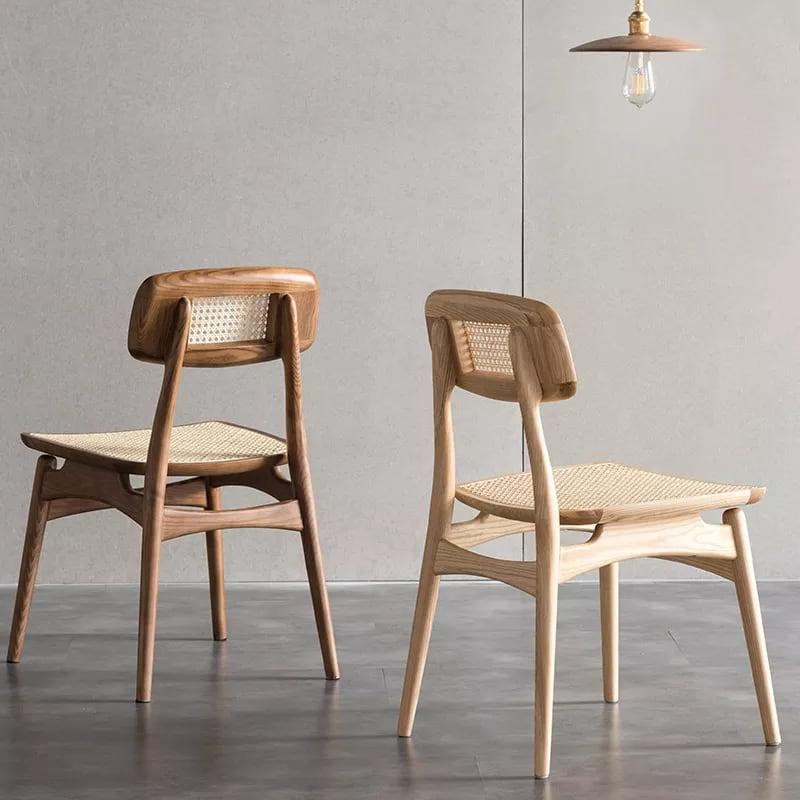 Oni - Ash Wood & Indonesian Water Vine Dinning Chair - Cherry Wood color - mokupark.com