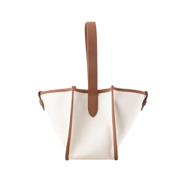 KOJII - Square Large Tote Bag in Leather & Canvas