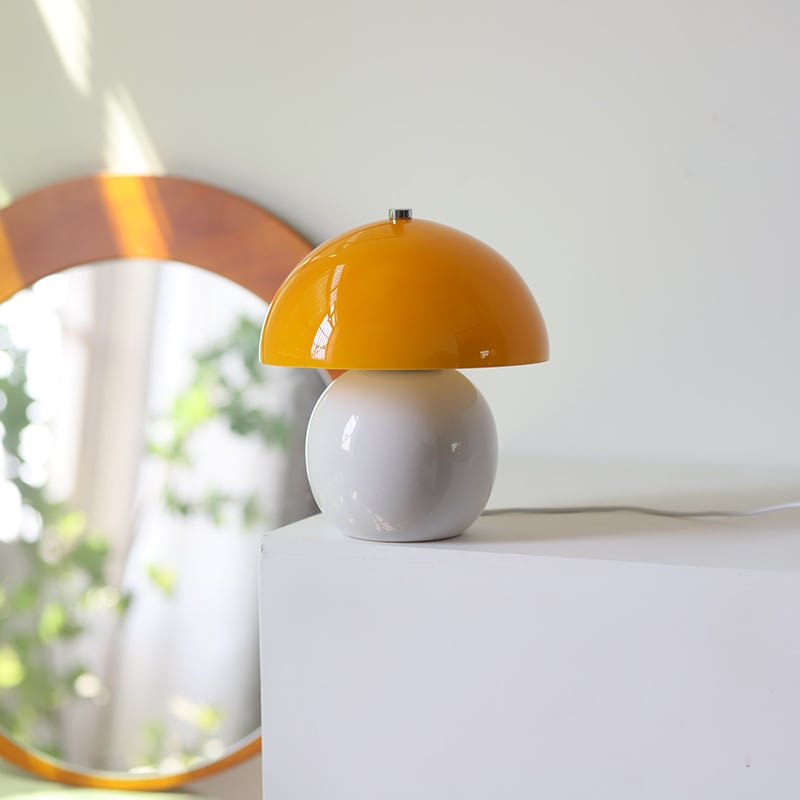 Kayo | Cream Glass Mushroom Table Lamp - USB Plug in