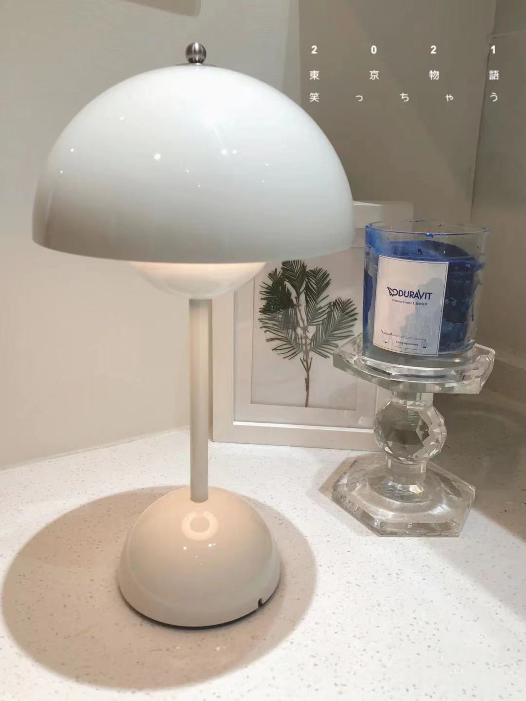 180mm USB Rechargeable Cordless Mushroom Table Lamp - Acrylic Classic