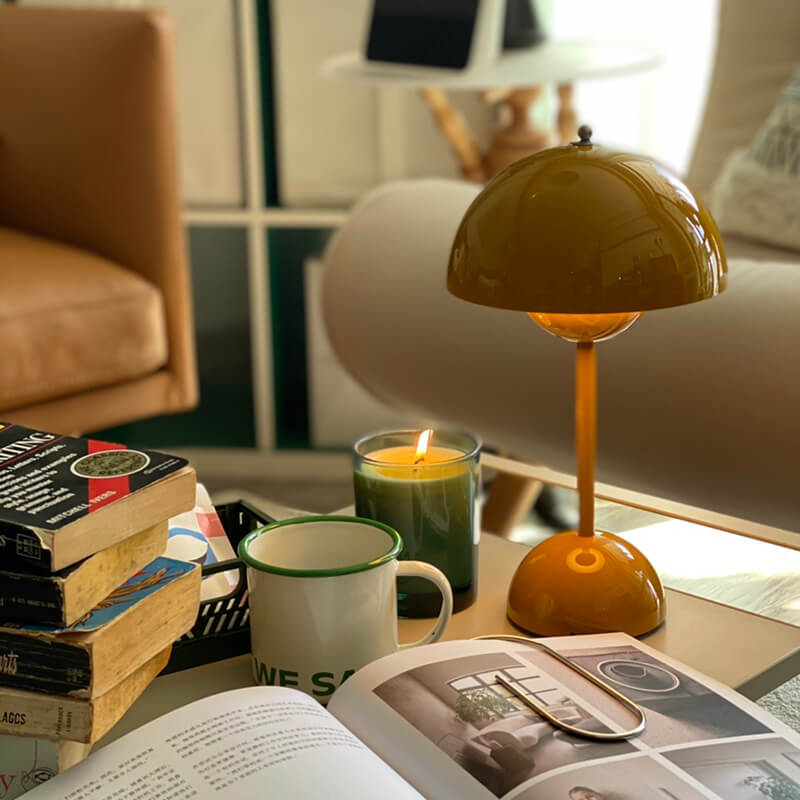180mm USB Rechargeable Cordless Mushroom Table Lamp - Acrylic Classic