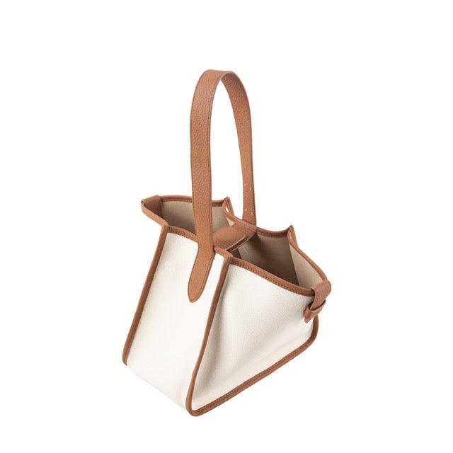 KOJII - Square Large Tote Bag in Leather & Canvas