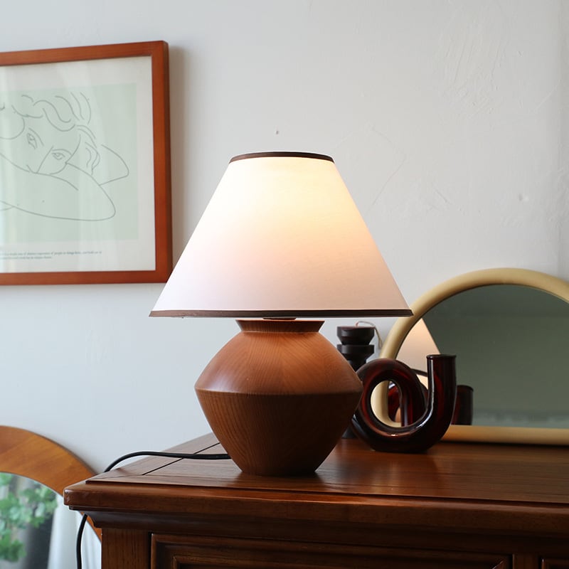 Amina - Irving Table Lamp Ash Wood White Linen