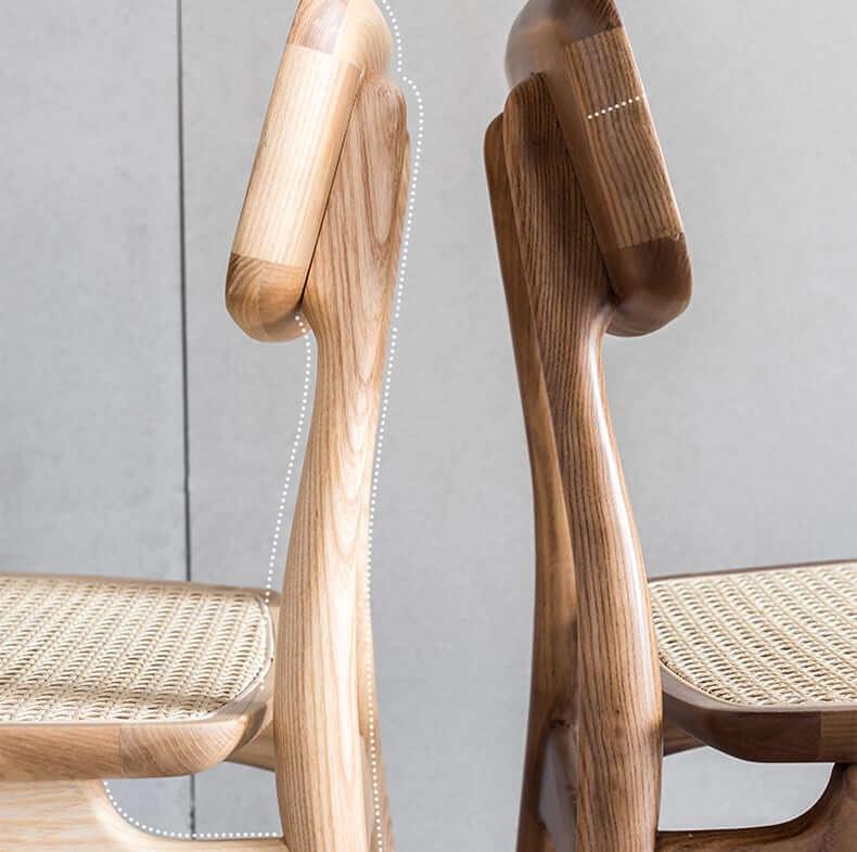 Oni - Ash Wood & Indonesian Water Vine Dinning Chair - Cherry Wood color - mokupark.com