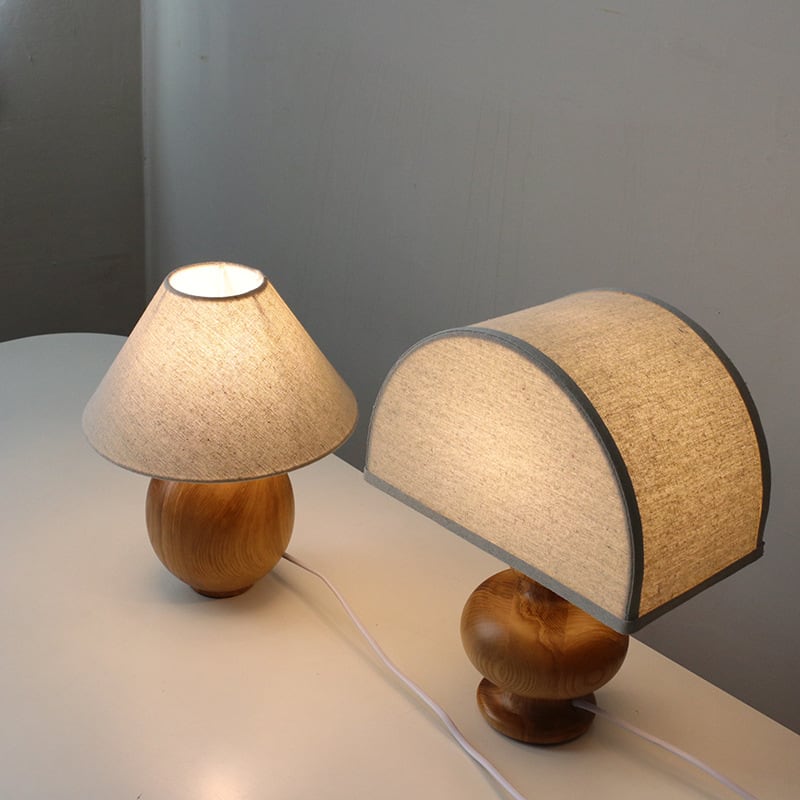 Amina - Irving Table Lamp Ash Wood White Linen