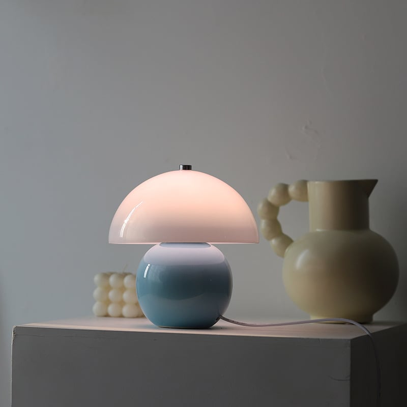Kayo | Cream Glass Mushroom Table Lamp - USB Plug in