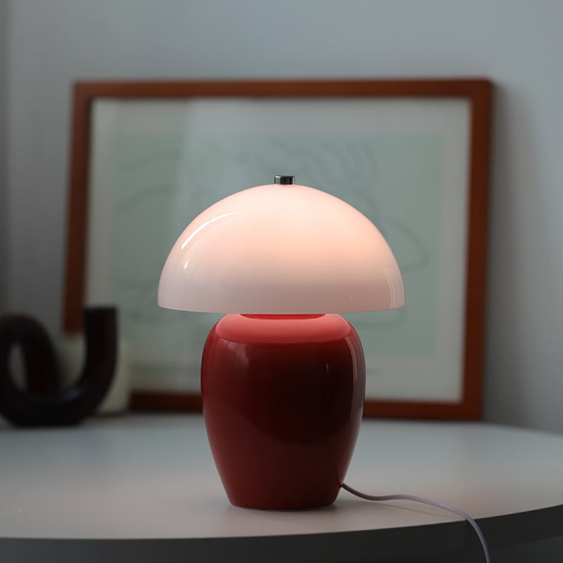 Kayo | Cream Glass Mushroom Table Lamp - USB Plug in