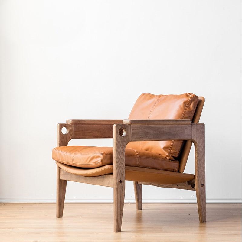 Azami - Solid Ash Wood & Leather Armchair | Reading Chair - mokupark.com