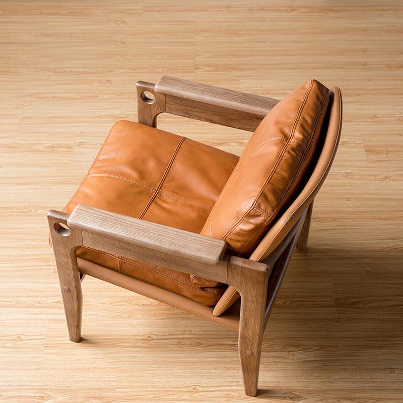 Azami - Solid Ash Wood & Leather Armchair | Reading Chair - mokupark.com
