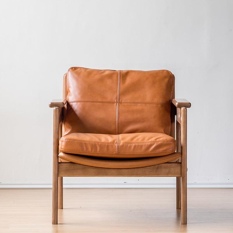 Azami - Solid Ash Wood & Leather Armchair | Reading Chair - mokupark.com