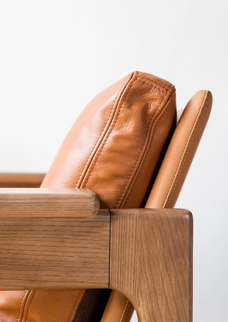Azami - Solid Ash Wood & Leather Armchair | Reading Chair - mokupark.com