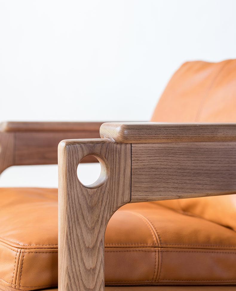 Azami - Solid Ash Wood & Leather Armchair | Reading Chair - mokupark.com