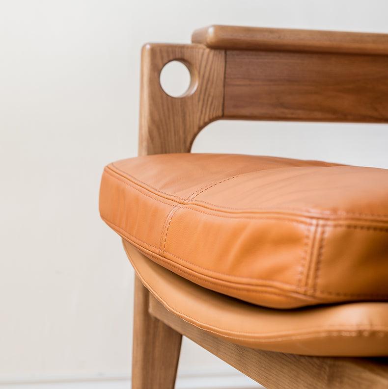 Azami - Solid Ash Wood & Leather Armchair | Reading Chair - mokupark.com
