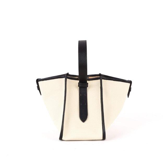 Black & White Canvas Square Large Capacity Tote Bag - loliday.net