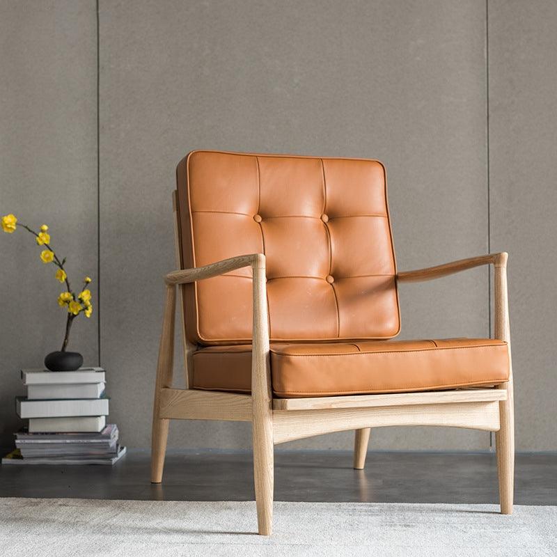 Danmer - Solid Ash Wood & Leather Armchair | Reading Chair - mokupark.com