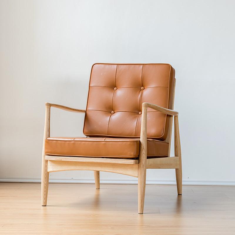 Danmer - Solid Ash Wood & Leather Armchair | Reading Chair - mokupark.com
