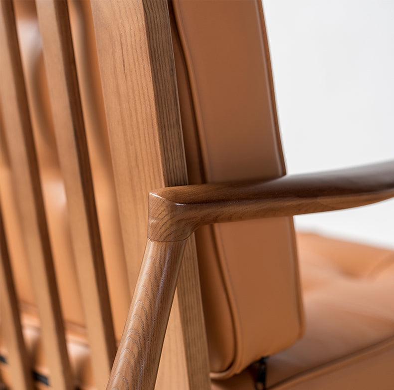 Danmer - Solid Ash Wood & Leather Armchair | Reading Chair - mokupark.com