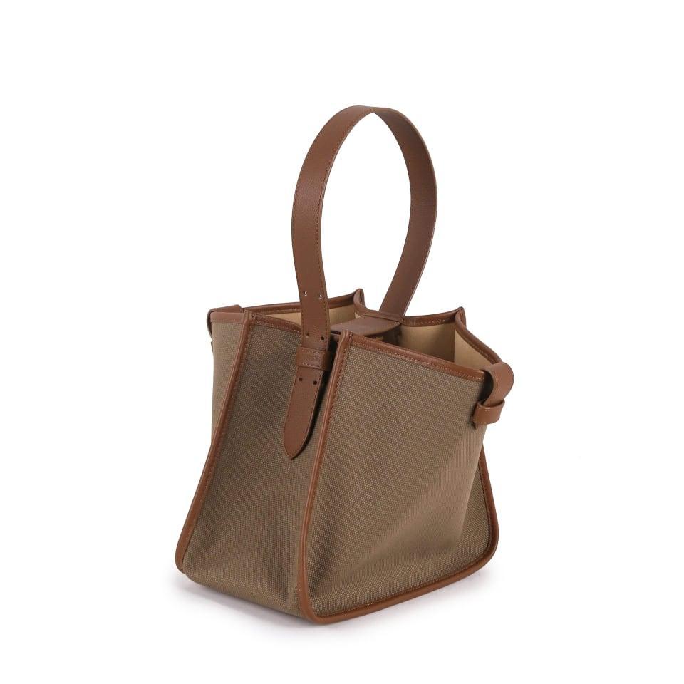 KOJII - Square Large Tote Bag in Leather & Canvas