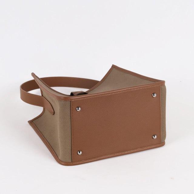 KOJII - Square Large Tote Bag in Leather & Canvas