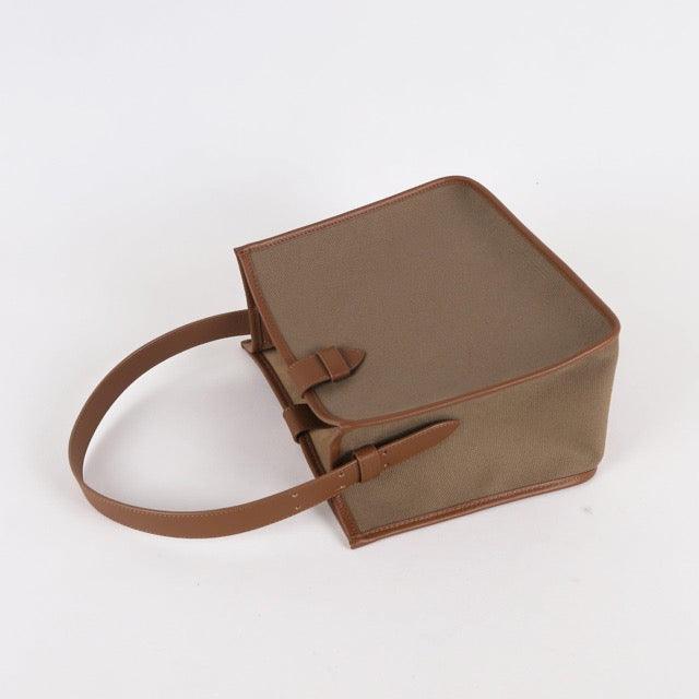 KOJII - Square Large Tote Bag in Leather & Canvas