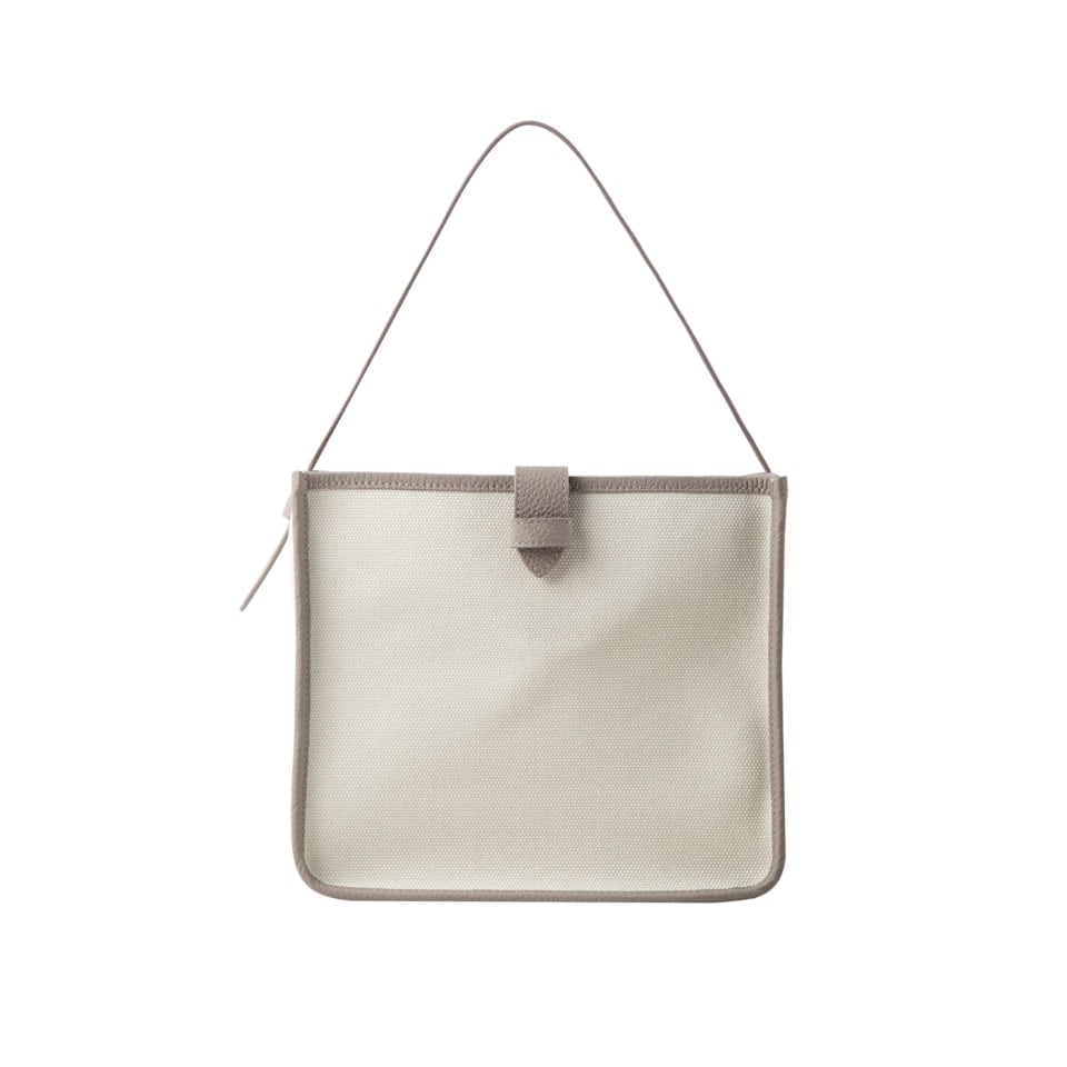 KOJII - Square Large Tote Bag in Leather & Canvas