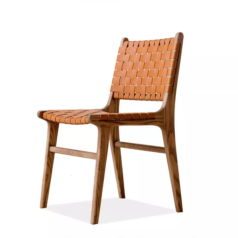 Juan - Solid Ash Wood & Leather Dining Chair - mokupark.com