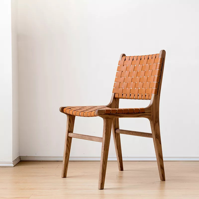 Juan - Solid Ash Wood & Leather Dining Chair - mokupark.com