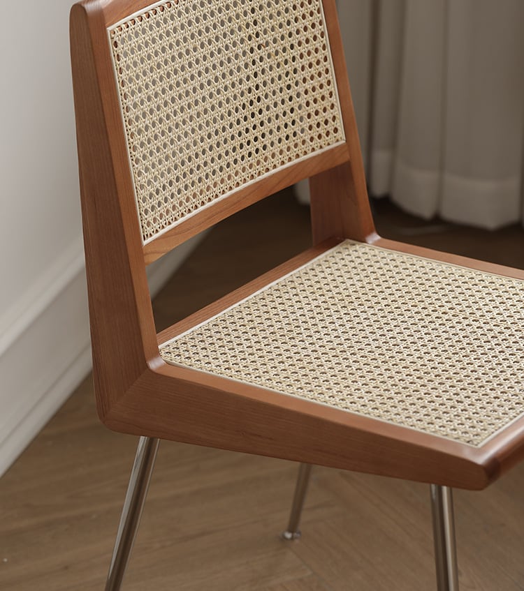 Akai Rika - Ash Wooden & Rattan Side Chair | Dining Chair - PAIR