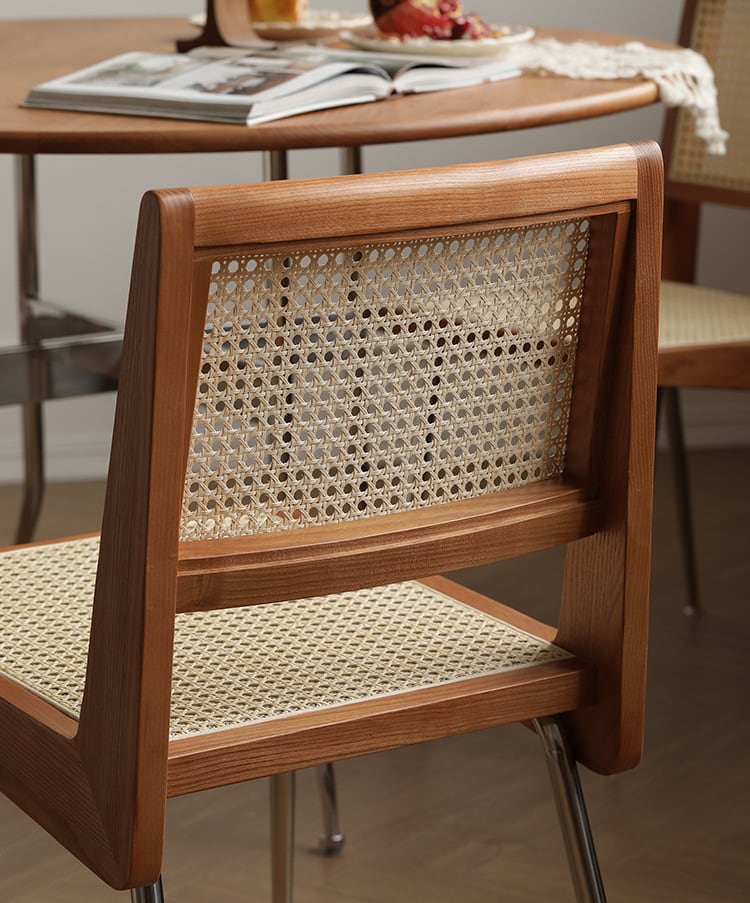 Akai Rika - Ash Wooden & Rattan Side Chair | Dining Chair - PAIR