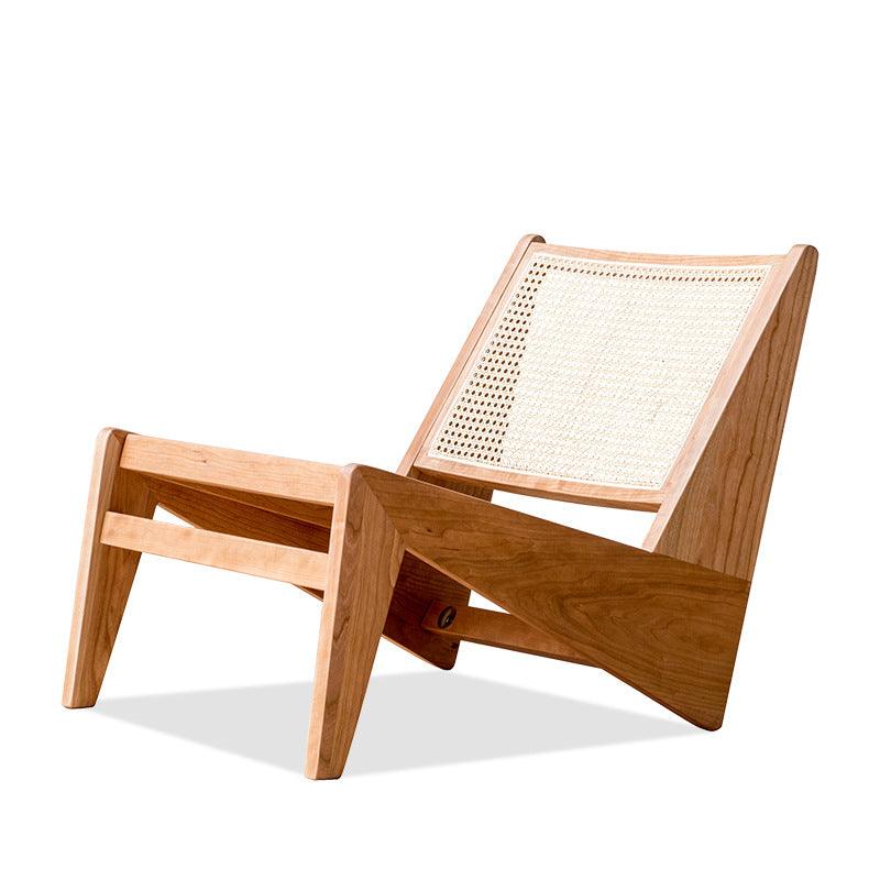 Akai Rika - Cherry Wooden & Rattan Lounge Chair - mokupark.com