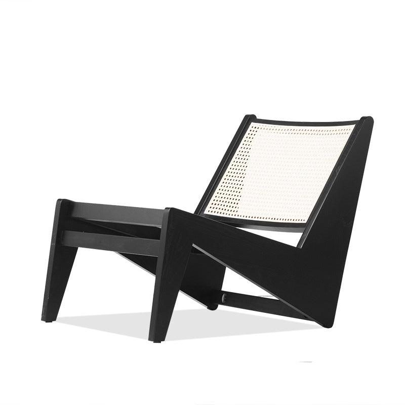 Akai Rika - Cherry Wooden & Rattan Lounge Chair - mokupark.com