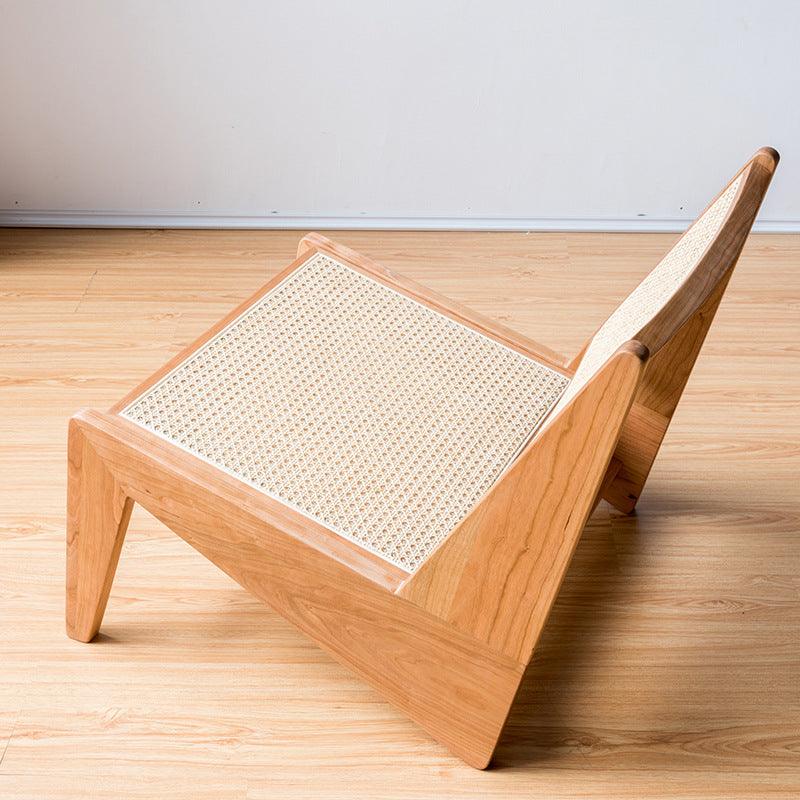 Akai Rika - Cherry Wooden & Rattan Lounge Chair - mokupark.com