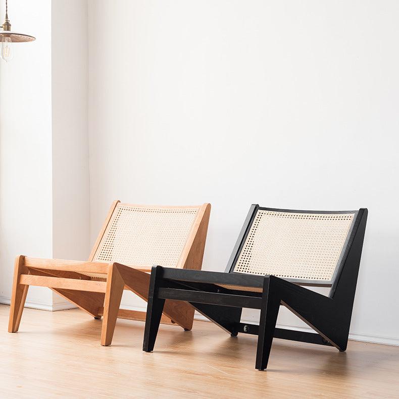 Akai Rika - Cherry Wooden & Rattan Lounge Chair - mokupark.com