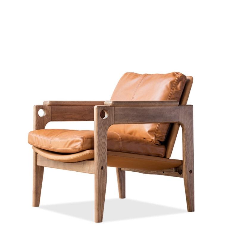 Azami - Solid Ash Wood & Leather Armchair ｜ Reading Chair - mokupark.com